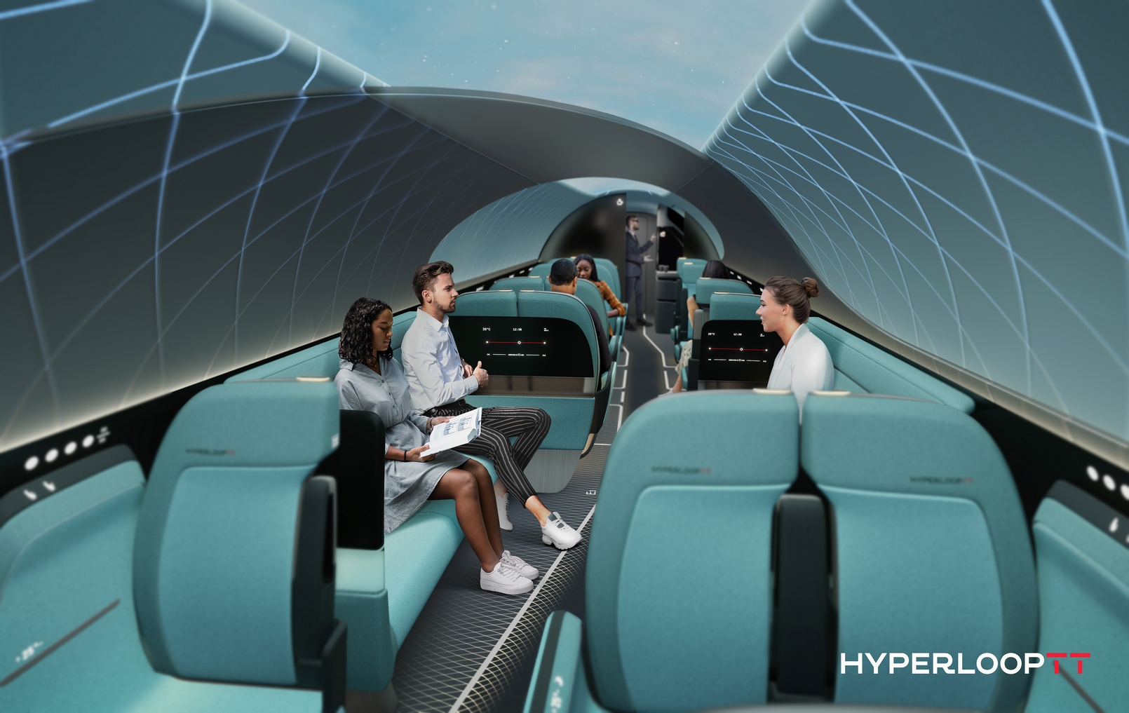 La cabine de la capsule HyperloopTT. © HyperloopTT
