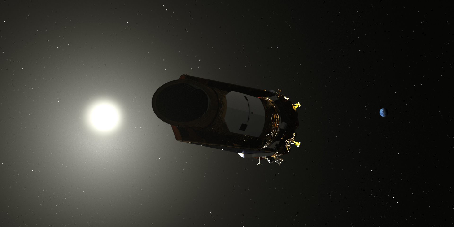 Illustration du satellite Kepler, implacable chasseur d’exoplanètes. © Nasa