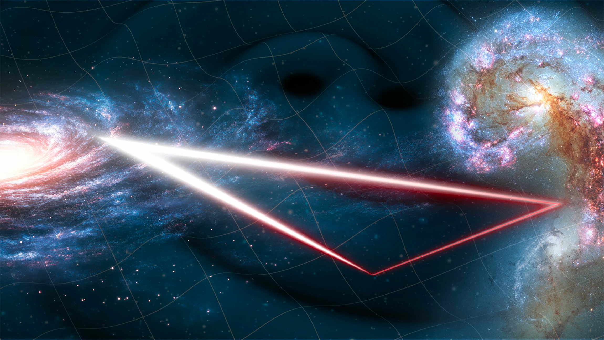 La mission Lisa consiste en un trio de satellites destinés à détecter les ondes gravitationnelles dans une bande de fréquences basses, inaccessible aux observatoires terrestres. © ESA
