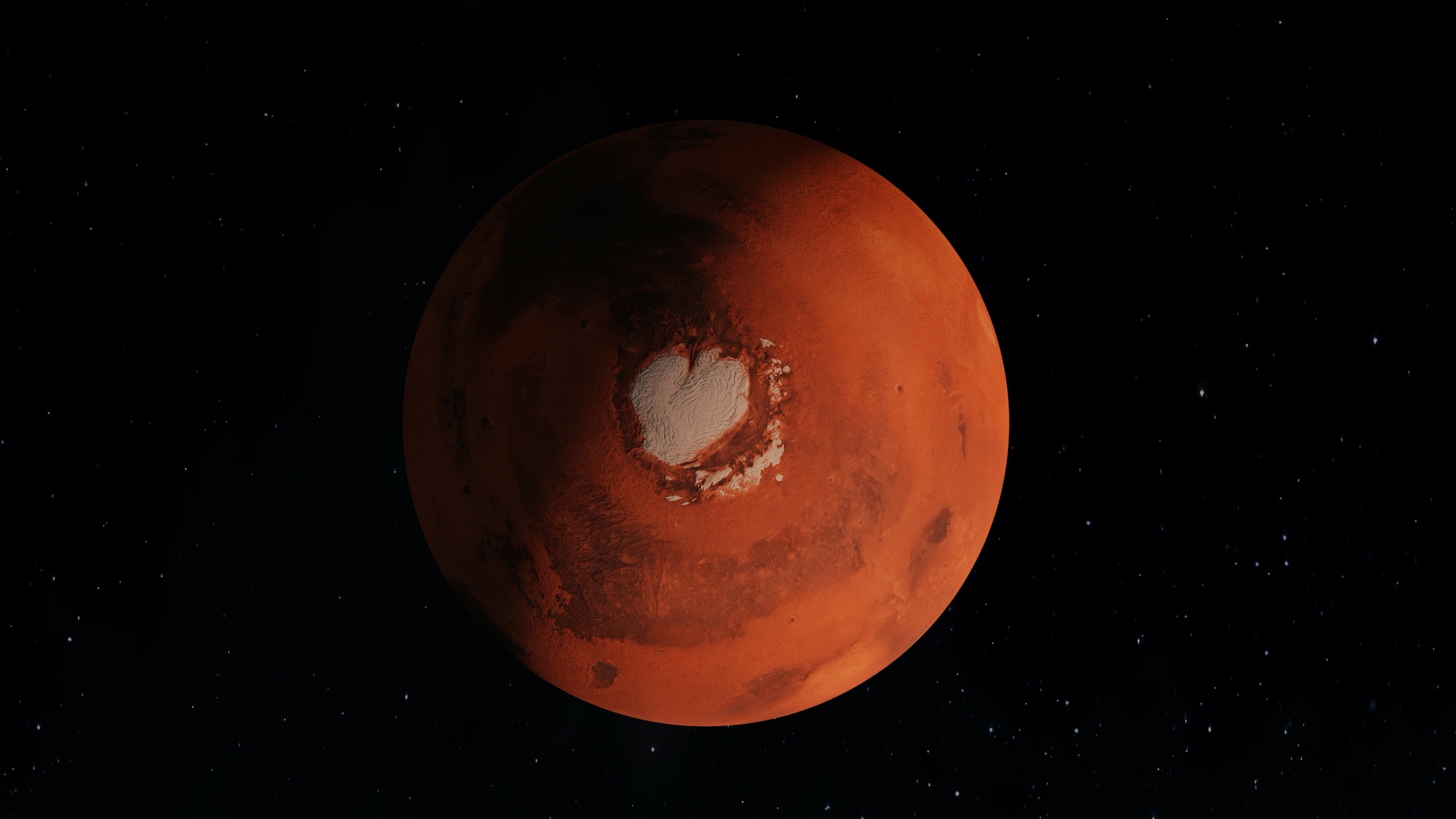 L'enfoncement de la croûte induit par la calotte polaire aide à mieux comprendre la structure de Mars. © Luis F Ramirez, Adobe Stock