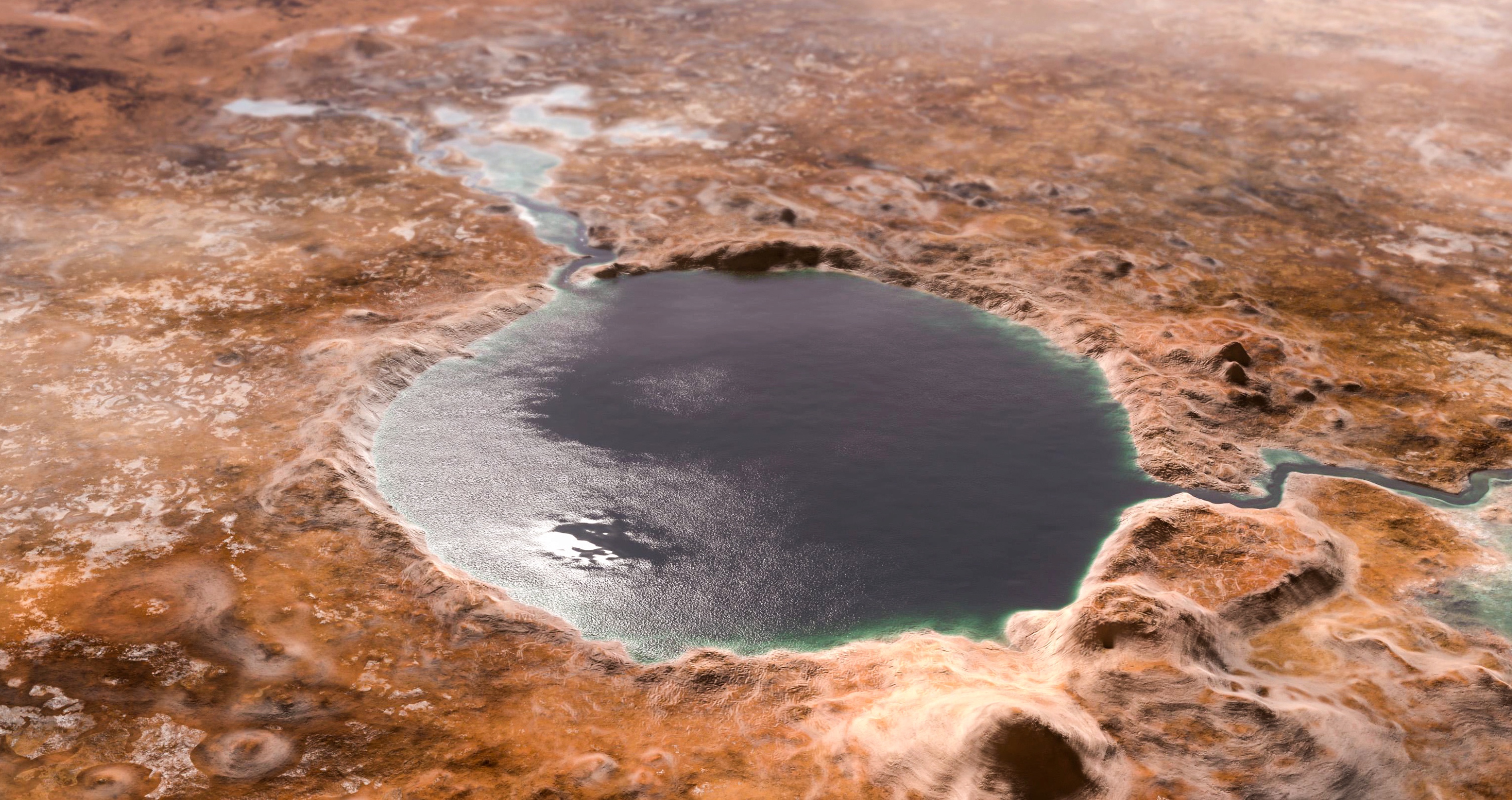 Il y a longtemps, le cratère Jezero sur Mars était un lac © Blue, Adobe Stock