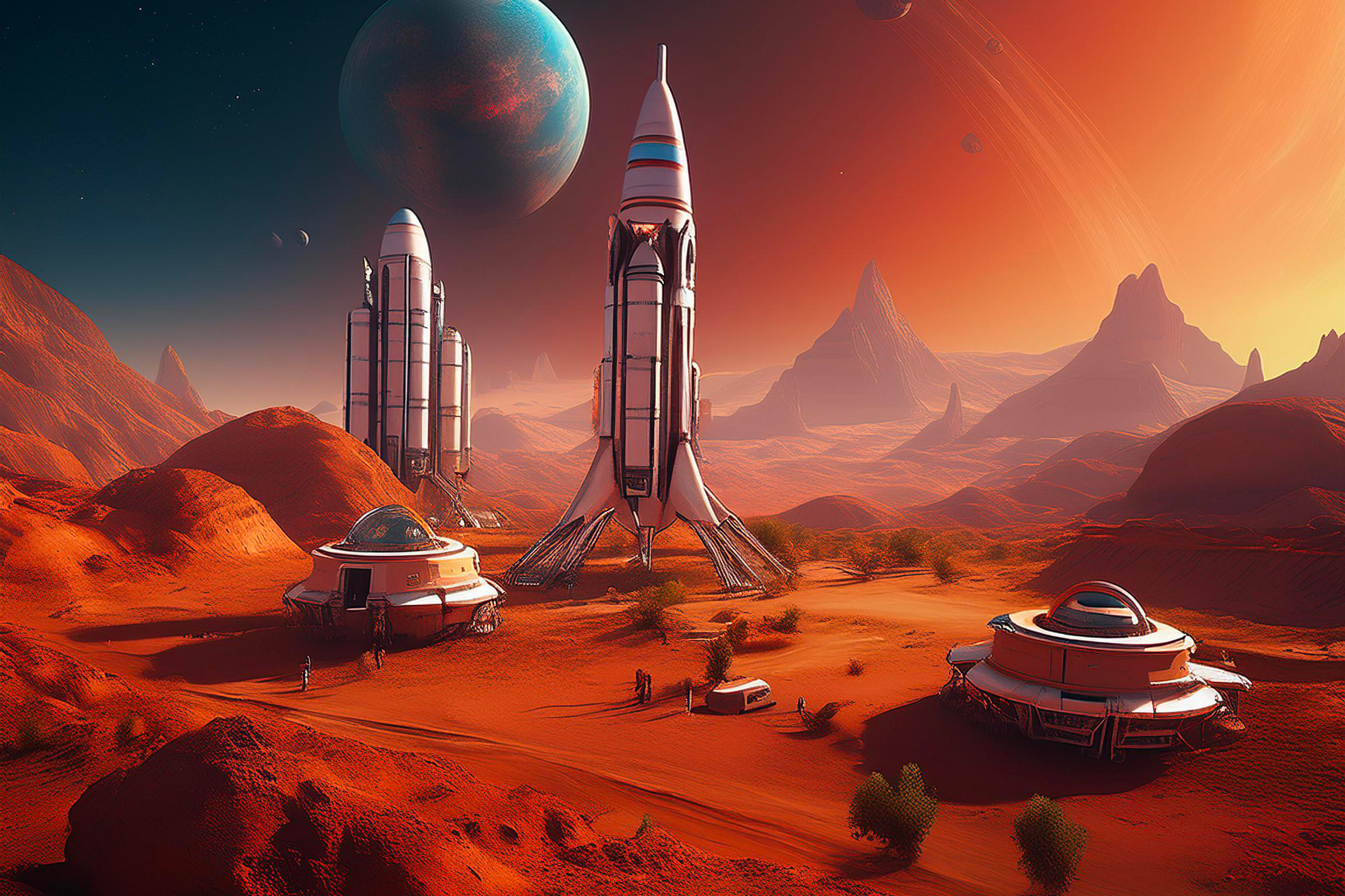 Image d'illustration d'une mission sur Mars. © Adobe Firefly