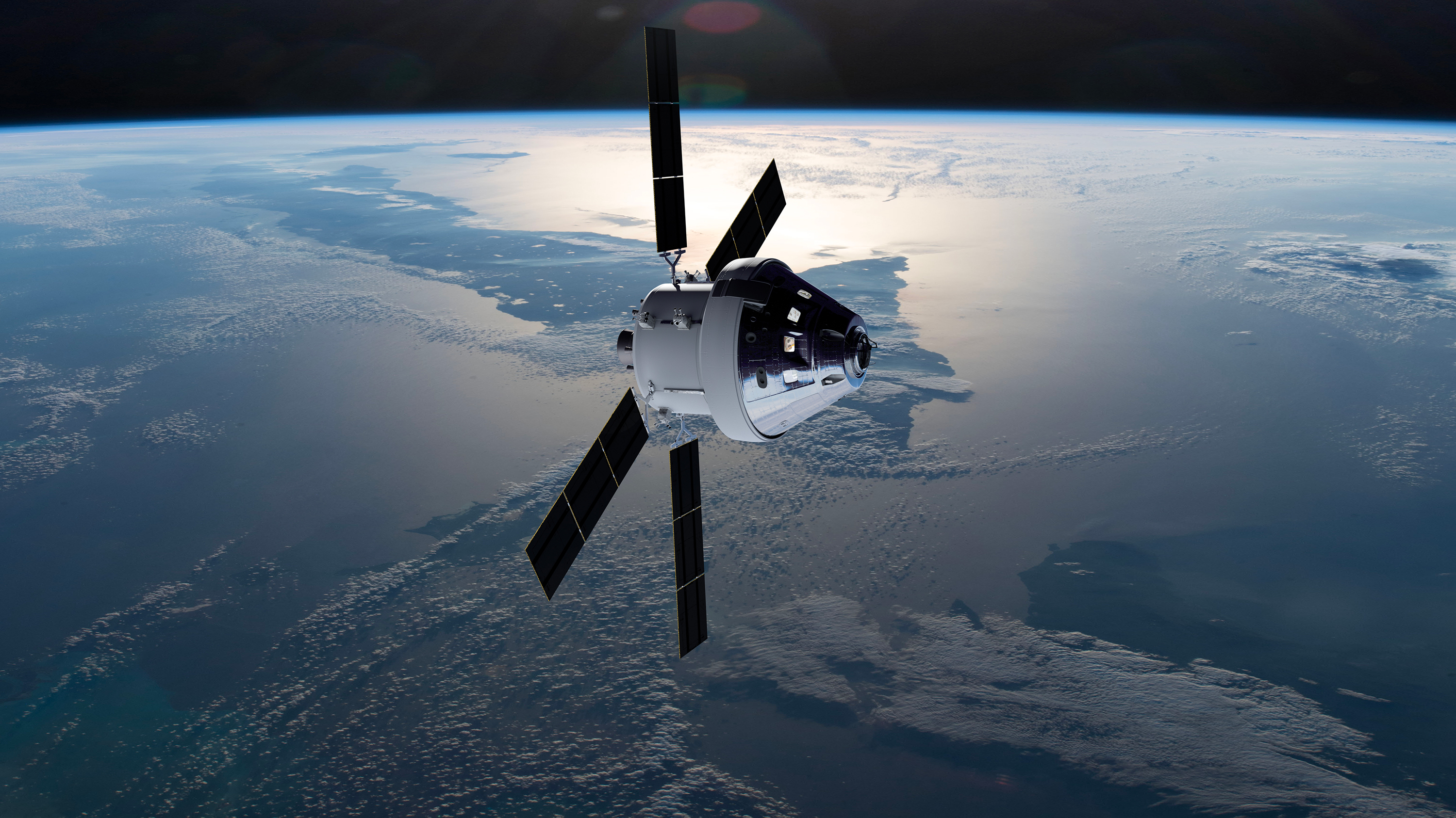 Le véhicule Orion de la Nasa et son module de service, indispensable à son fonctionnement, fourni par l’Agence spatiale européenne. © Nasa, ESA-ATG Medialab