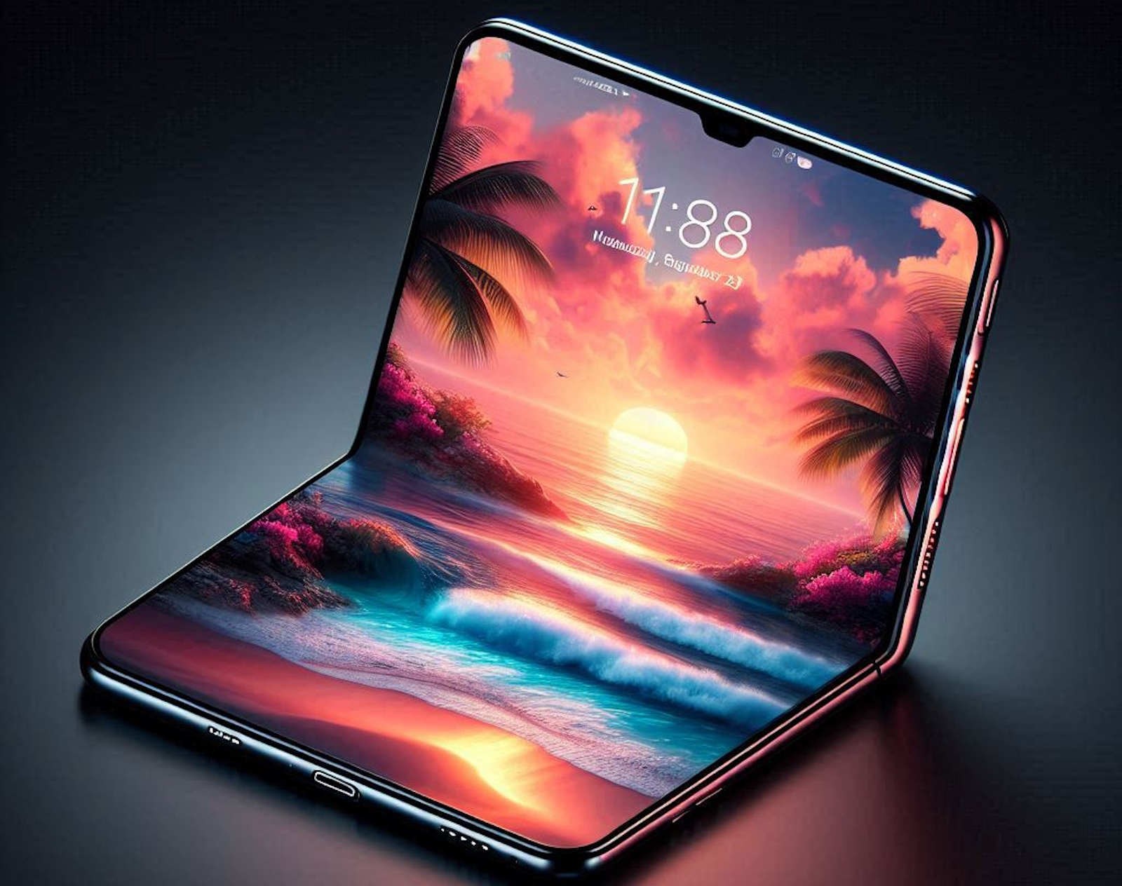 Un iPhone et un ordinateur ou un iPad hybride en 2026. © SB, Microsoft Designer (image générée avec IA)