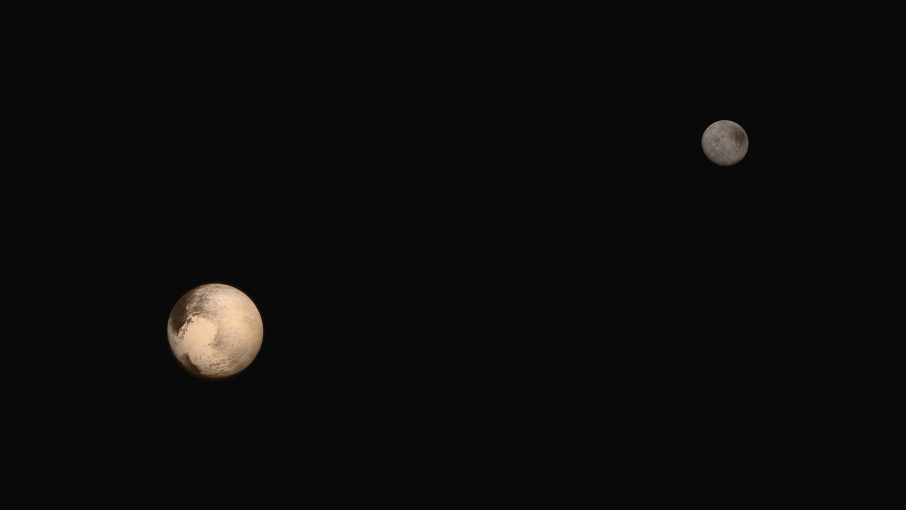 La dernière vue du couple Pluton-Charon, en deux images prises lors de l'approche. © Nasa/JHUAPL/SWRI