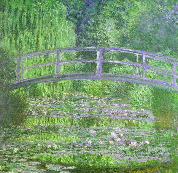 La cataracte affecte la vision, réduisant la résolution mais aussi la sensation des couleurs. Ce « pont japonais », représenté à plusieurs reprises par Claude Monet dans sa série du Bassin aux nymphéas, témoigne de ce que le peintre était atteint par cette maladie du cristallin. © Musée d'Orsay