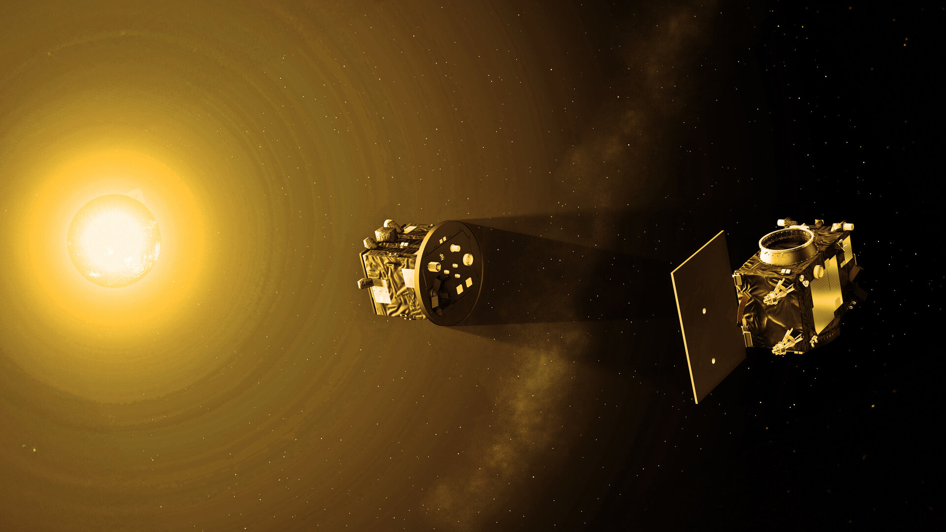 Les satellites appariés Proba-3, vue d'artiste. © ESA