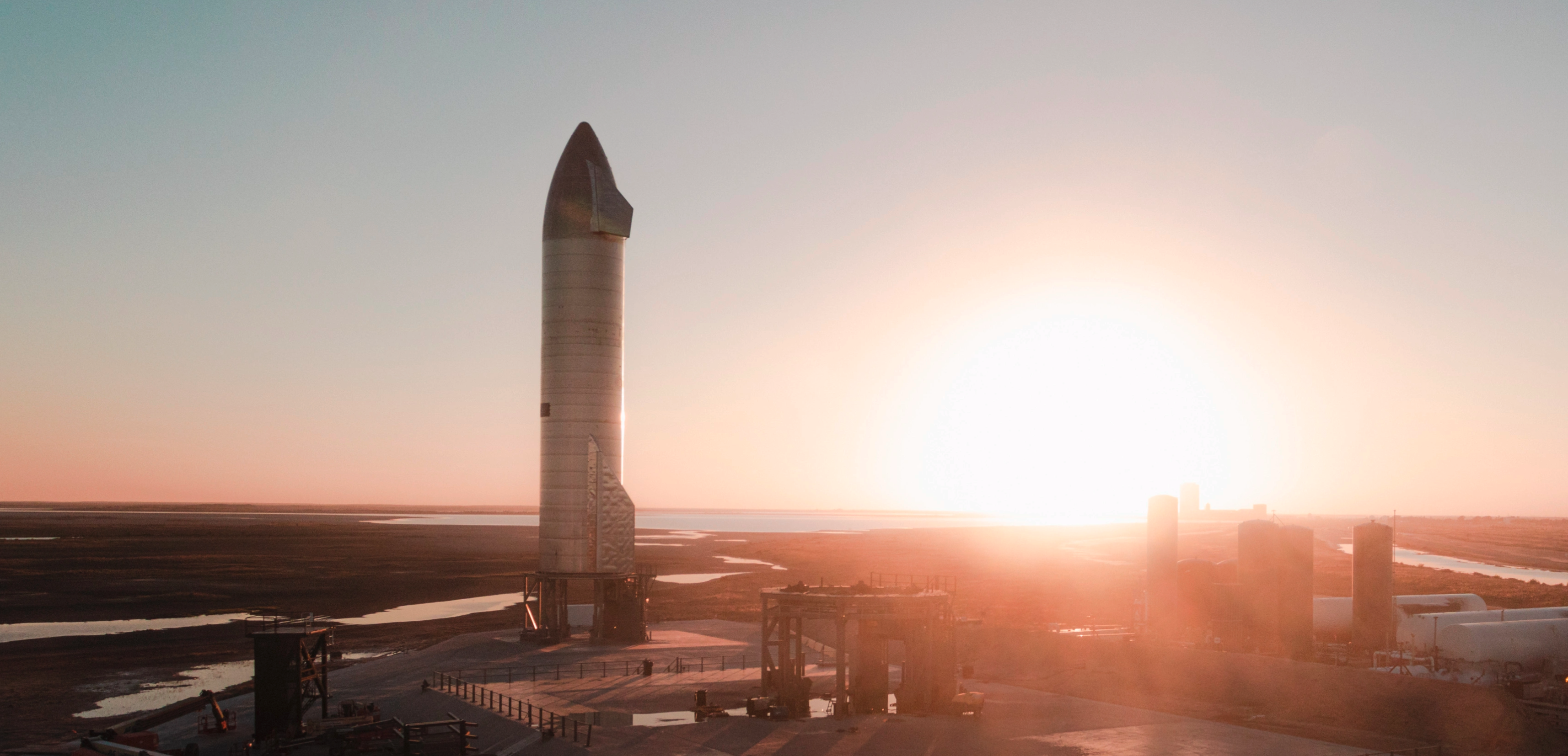 Le prototype SN9 sur le site de Boca Chica au Texas. © SpaceX