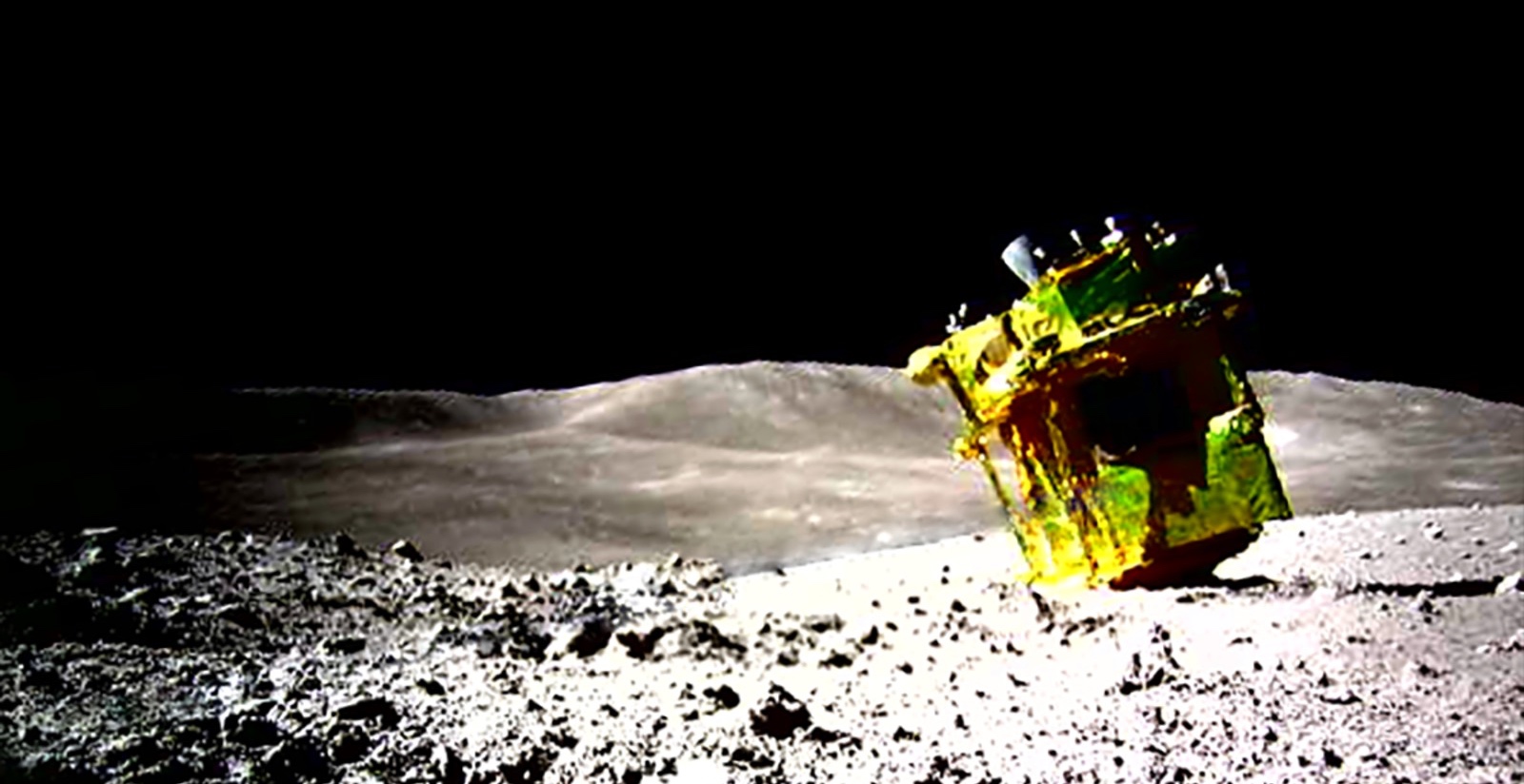 Image complétée de Slim sur la Lune prise par le micro-rover Sora-Q. © Jaxa, Thomas Appéré