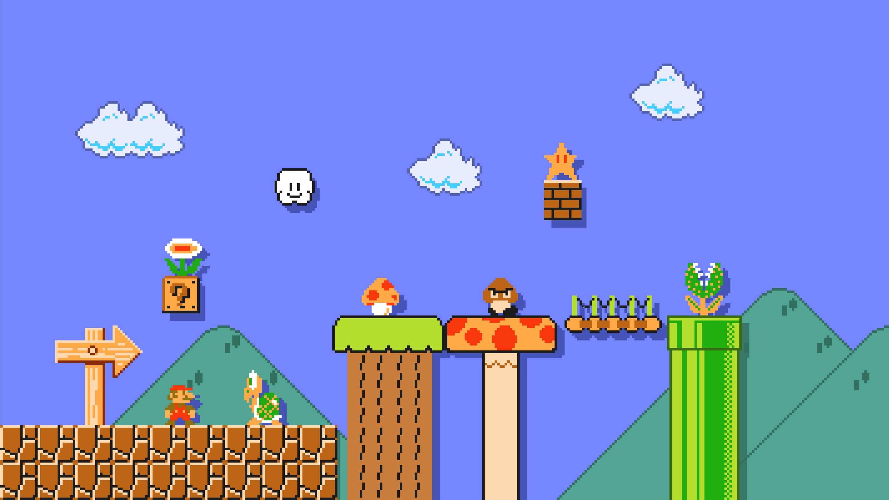 Une représentation stylisée de Super Mario Bros, un classique du jeu vidéo sorti en 1985 au Japon. Super Mario Bros a fait le succès de la console NES et révélé un artiste hors pair : Shigeru Miyamoto. © RoseStudio, Adobe Stock