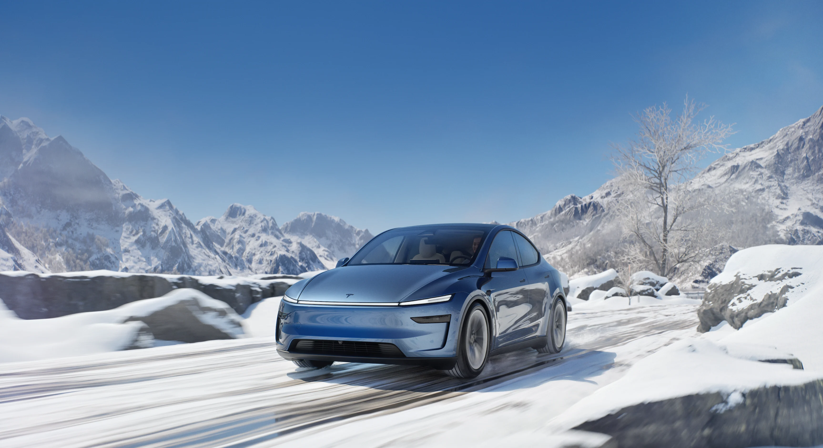 La nouvelle face avant du Model Y 2025 adopte une nouvelle signature lumineuse. © Tesla Chine