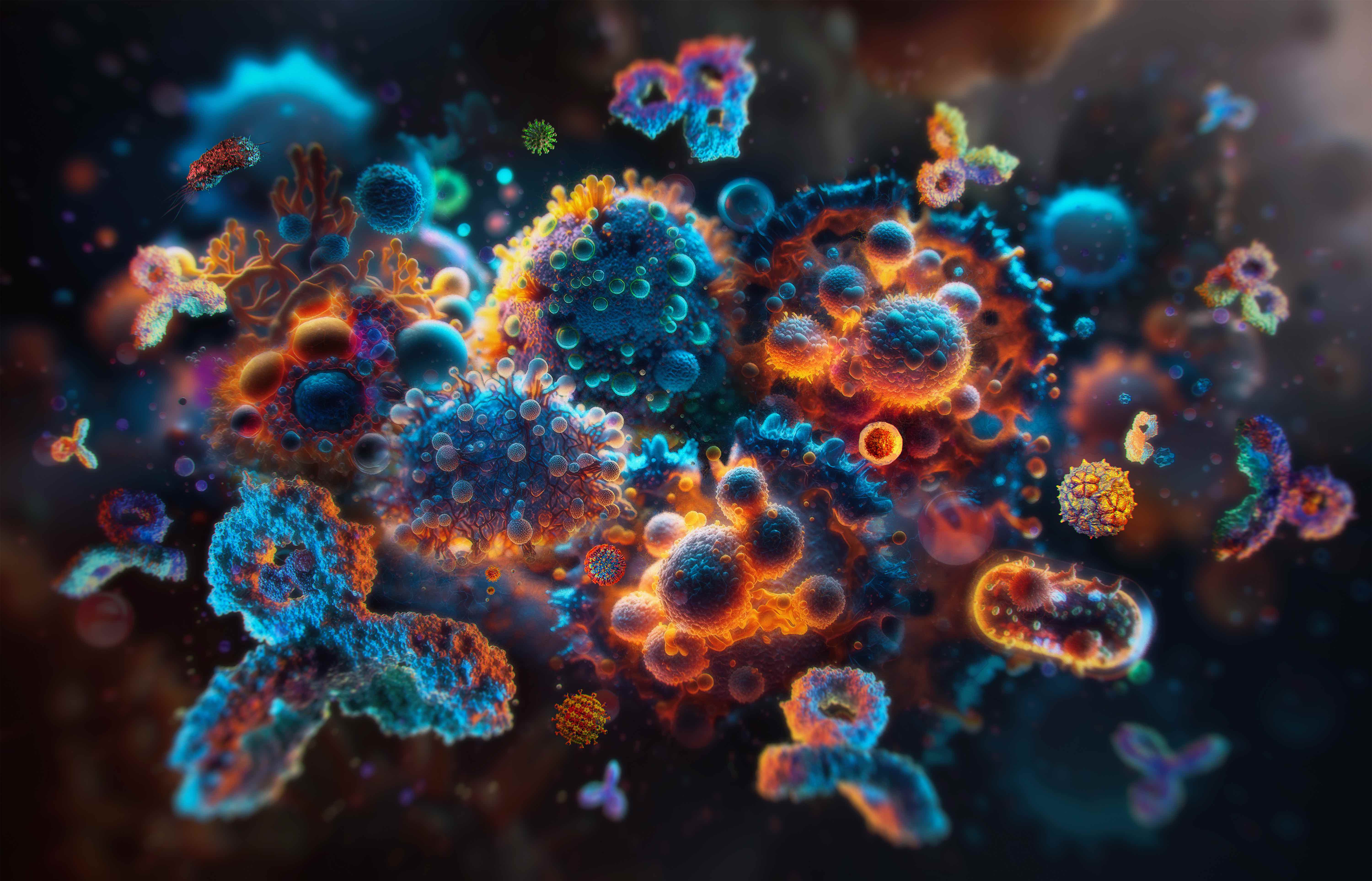 Des anticorps attaquant un virus. © Corona Borealis