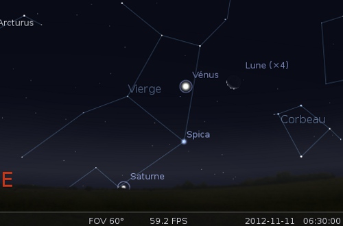 Le 11/11/2012 : la Lune est en rapprochement avec Vénus. ©