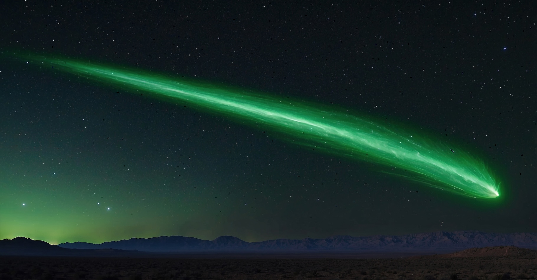 La nouvelle comète qui vient d’être découverte par les astronomes, la comète A11bP7I présente une queue verte. © ilham, Adobe Stock