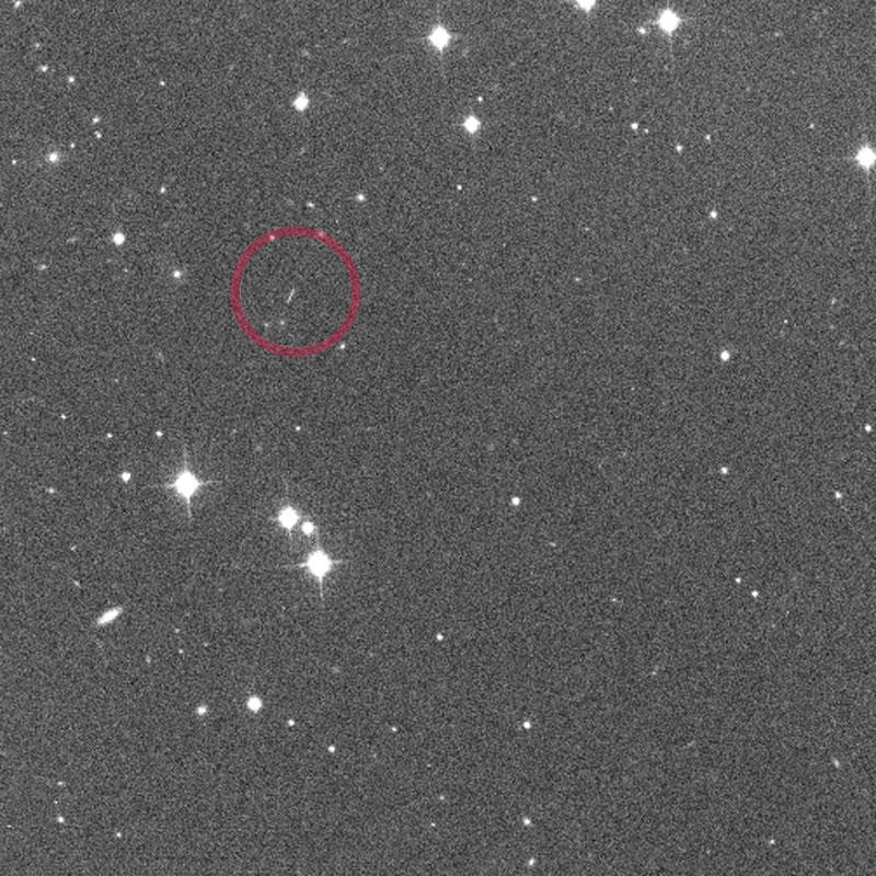 Dans le cercle rouge, l'astéroïde 2010 SO16. © Las Cumbres Observatory