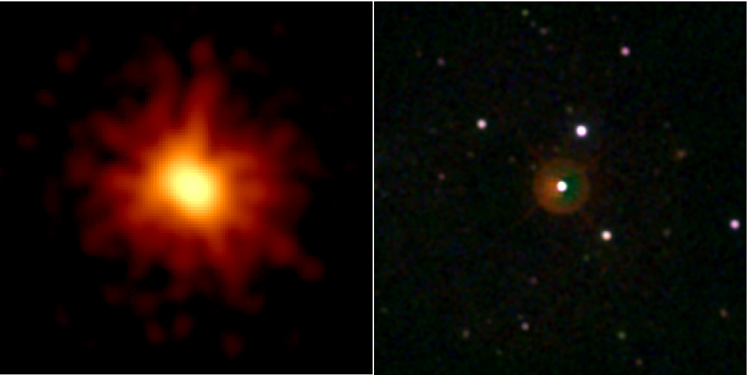 Les images de GRB 080319B obtenues par Swift, en rayonnement X, à gauche, et en ultraviolet, à droite. © Nasa/Swift/Stefan Immler, et al.