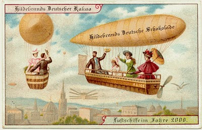 En 1900, nos ancêtres nous imaginaient à bord de berlines familiales volantes.  © Hildebrands 