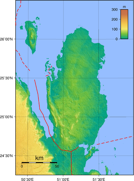 Carte topographique du Qatar. © Domaine public