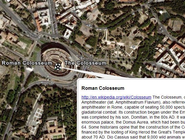 Le Colisée romain. Capture d'écran Google Earth.