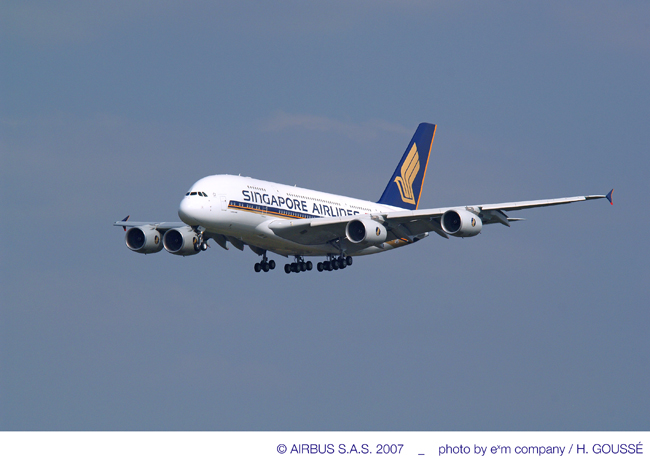 Un Airbus A380 de Singapor Airlines (image d'archive) © Airbus