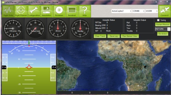 Eye3 utilise le logiciel de pilotage automatique open source APM 2.0 grâce auquel n’importe qui peut faire voler le drone, affirment ses concepteurs. © Capture d’écran APM2