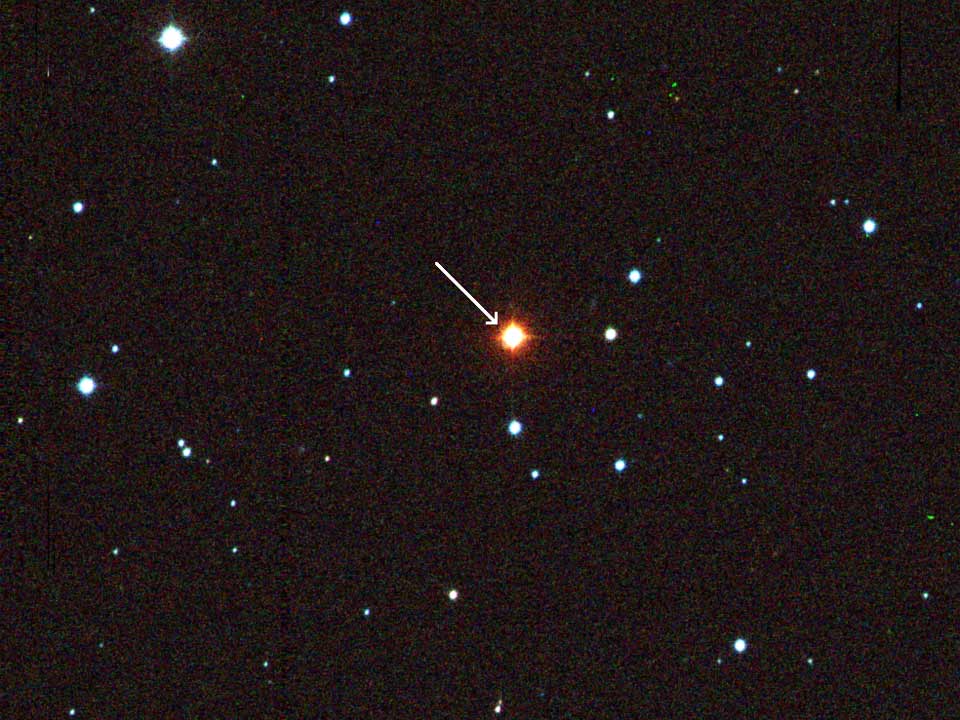 On voit ici l'étoile AP Columbae au centre de l'image. © Adric Riedel/RECONS/SMARTS