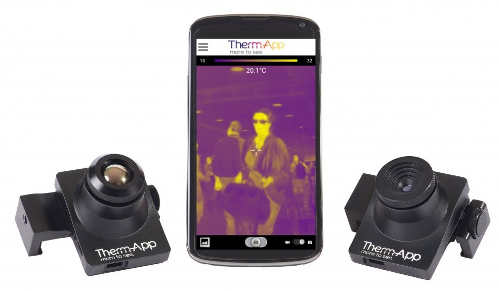 La caméra Therm-App, présentée par Opgal Optronic Industries, capte les infrarouges. Elle se fixe sur un smartphone et fonctionne avec le système d'exploitation Android. © Opgal Optronic Industries