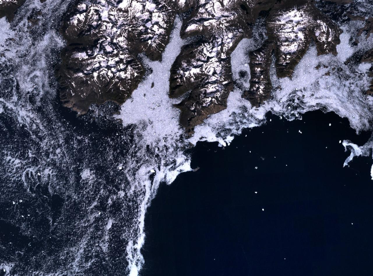 Le Cap Farwell constitue l'extrême pointe sud du Groënland. Image Nasa/Landsat