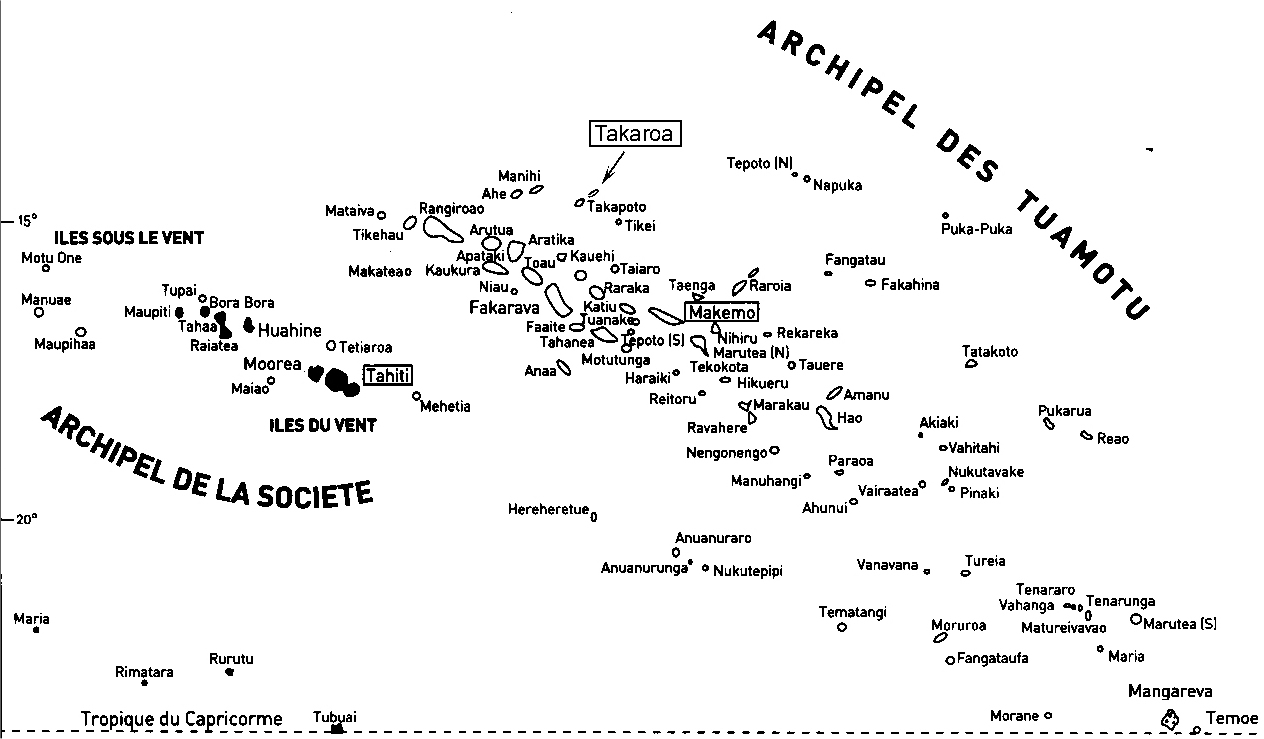 L'atoll de Takaroa fait partie du vaste archipel des Tuamotu, au nord-est de la Polynésie.