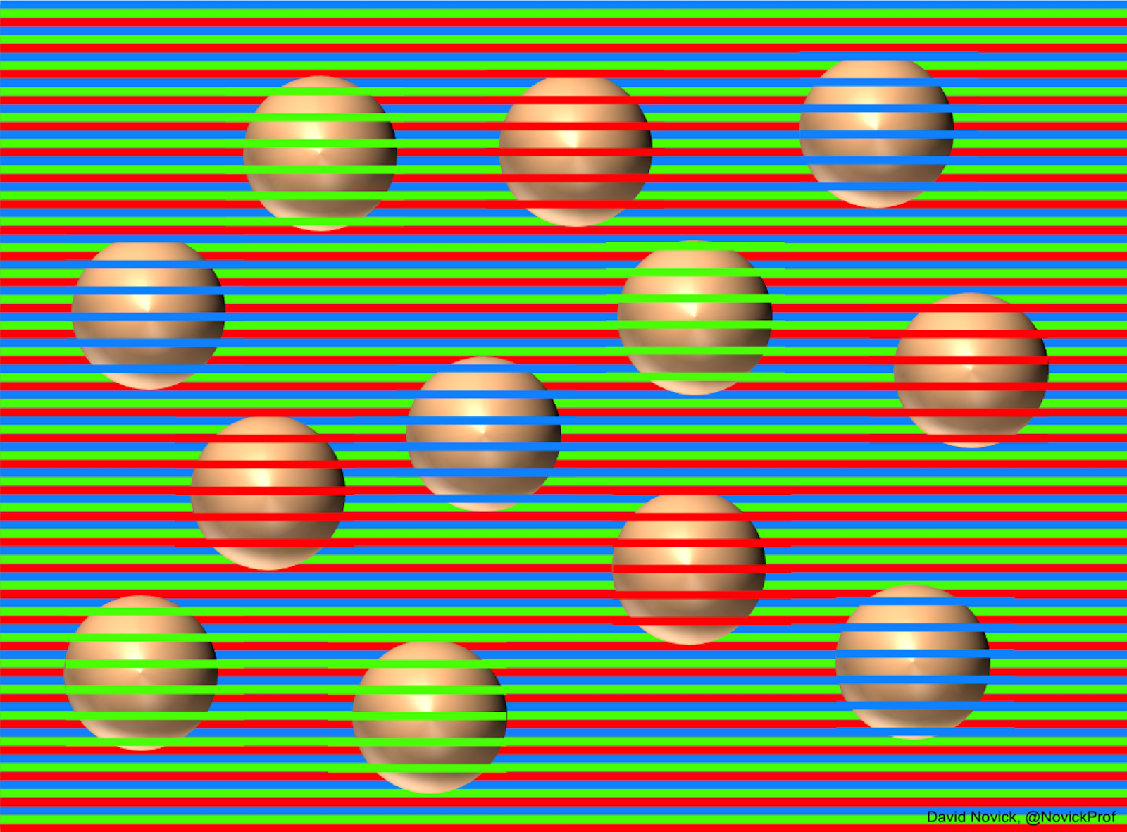 L'illusion de Munker-White fonctionne sur le principe du contraste entre la couleur de fond et la couleur de l'objet. © David Novick