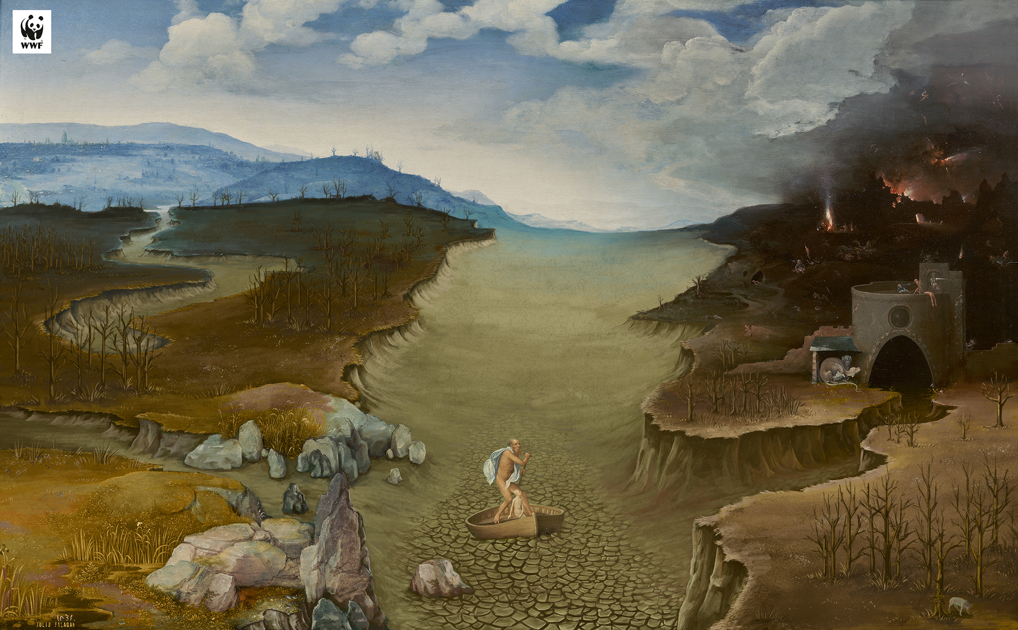 La Traversée du Styx, de Joachim Patinier, après l'assèchement des fleuves et des cultures. © WWF Espagne 