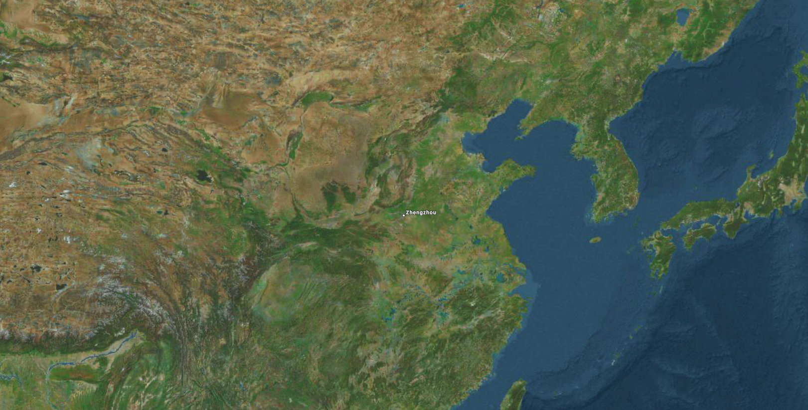 Zhengzhou est situé à 700&nbsp;kilomètres au sud-ouest de Pékin. © Apple Plans