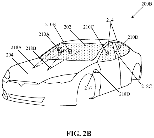 Tesla a déposé un brevet pour des essuie-glaces à laser capables de pulvériser les débris sur le pare-brise. © Wipo