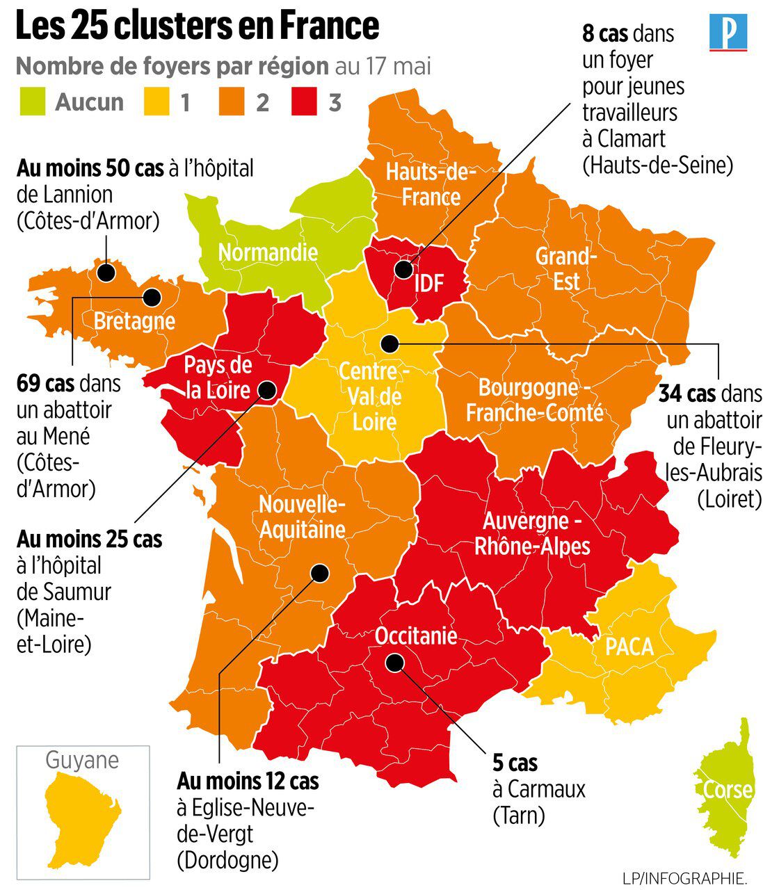 Depuis le 11 mai, 25 nouveaux de foyers de contamination au coronavirus en France. © Le Parisien, Twitter