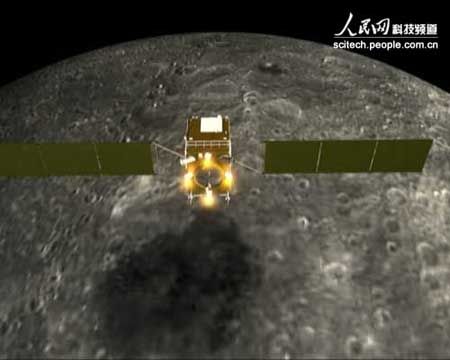 Chang’e-1 en orbite lunaire (vue d’artiste). Crédit Agence spatiale chinoise