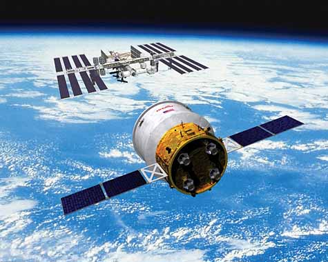 Vue d'artiste du cargo ravitailleur automatique Cygnus d'Orbital Sciences Corp. Crédit Orbital