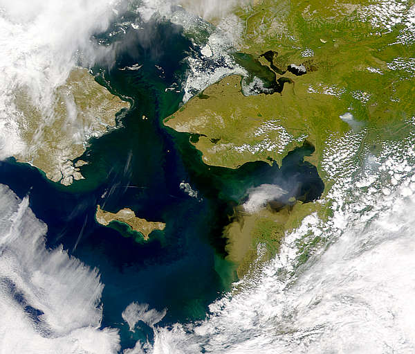 Le détroit de Béring, séparation ou pont entre l’Amérique du Nord et la Sibérie au cours des ères géologiques. © SeaWiFS Project, Nasa / Goddard Space Flight Center et Orbimage