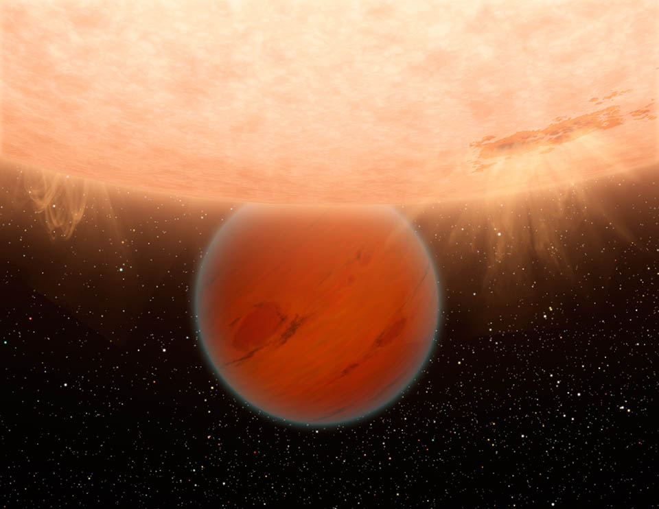 Une vue d'artiste de GJ 436b. Crédit : Nasa / JPL-Caltech / R. Hurt (SSC/Caltech)
