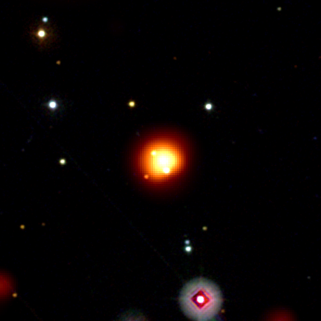 Images composites données par les instruments de Swift. En jaune et orange, l'image de GRB 080913 en gamma et X, le reste est en ultraviolet et dans le visible. Crédit : NASA/Swift/Stefan Immler