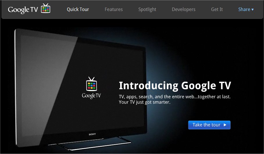 Un site présente Google TV (ici une capture d'écran). © DR