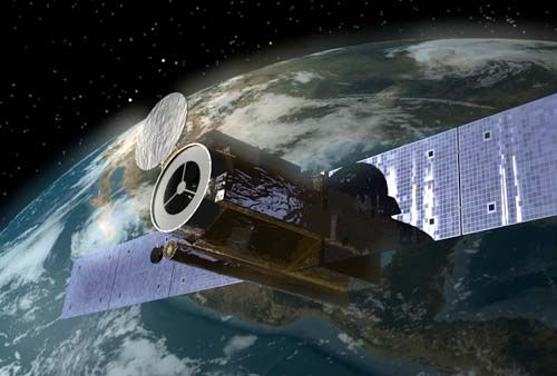 Le satellite Hinode sur orbite (vue d'artiste). Crédit Jaxa