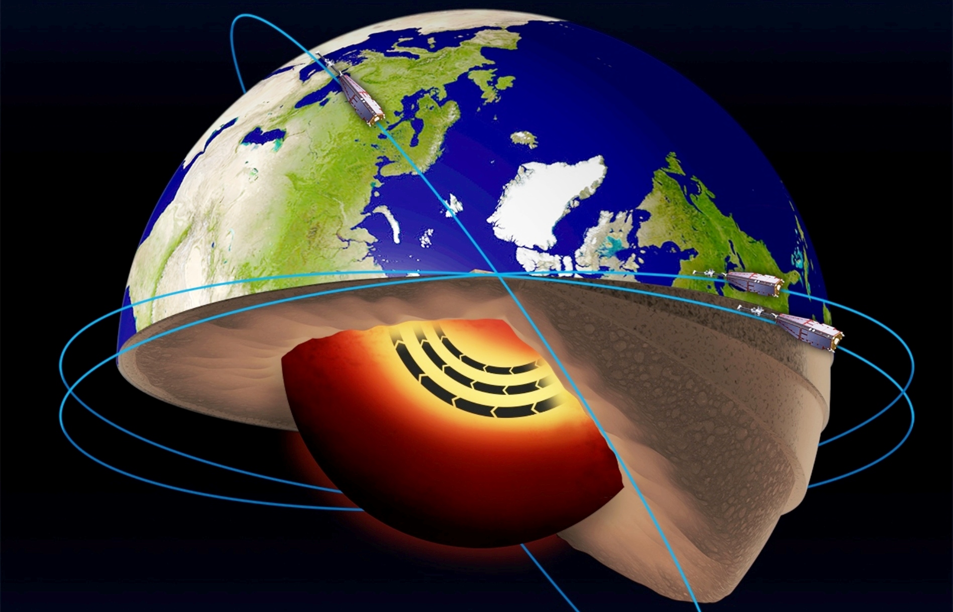 Un « jet-stream » de fer en fusion a été découvert dans le noyau de la Terre ! © ESA
