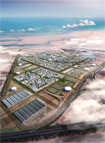 En plein désert, la ville se rafraîchira à l'énergie solaire. © Foster+Partners/Masdar Initiative