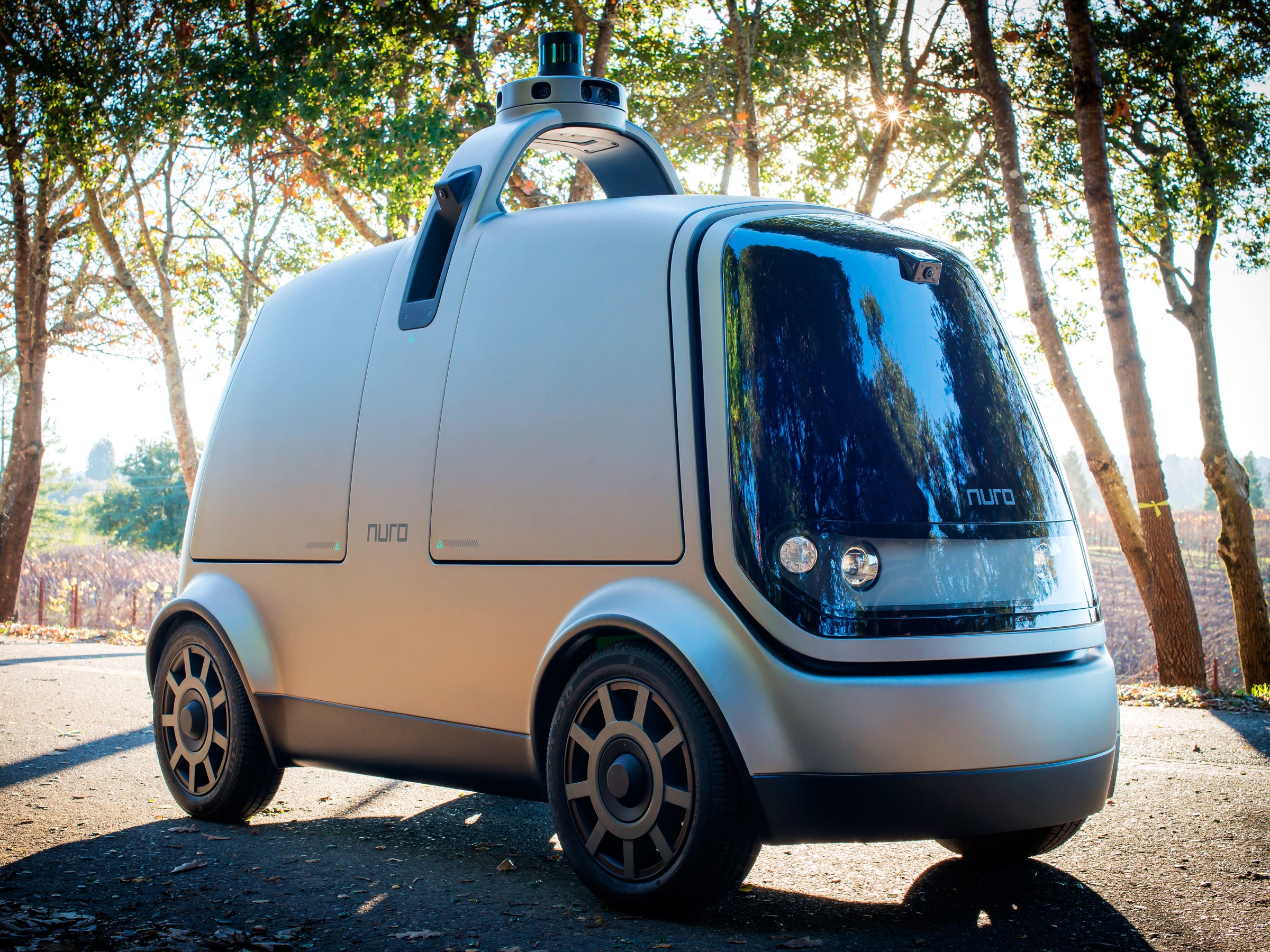 Nuro, la camionnette autonome qui fait les courses pour vous, peut transporter jusqu'à 115 kilos de courses. © Nuro