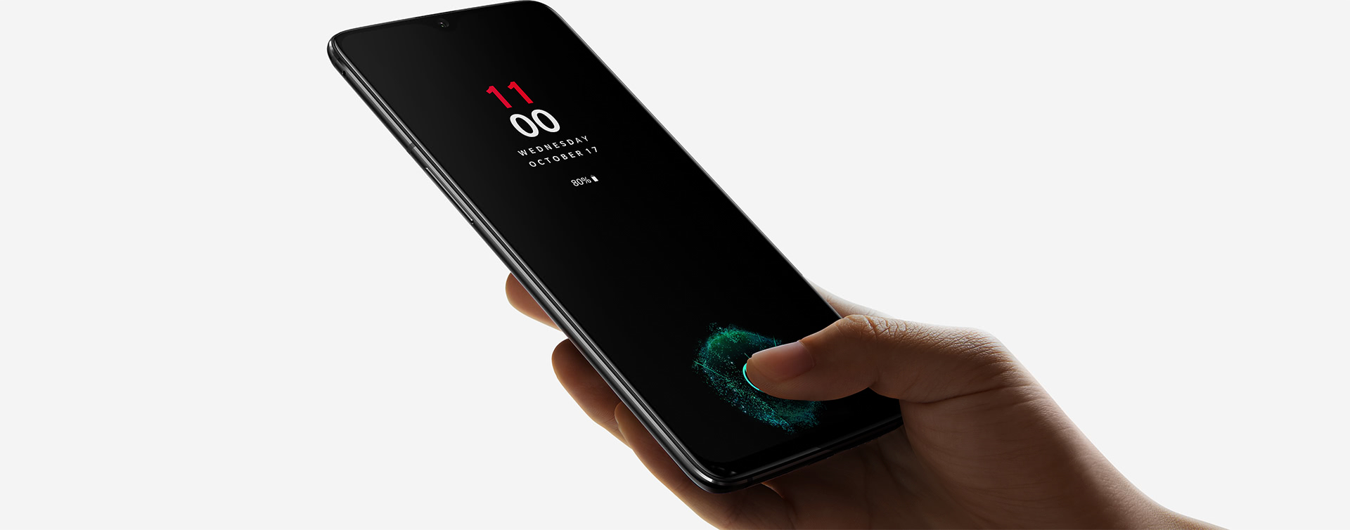 Le capteur d'empreinte digitale sous la surface de l'écran est la principale innovation de ce OnePlus 6T. Son prix reste contenu étant donné les composants qu'il renferme. © OnePlus