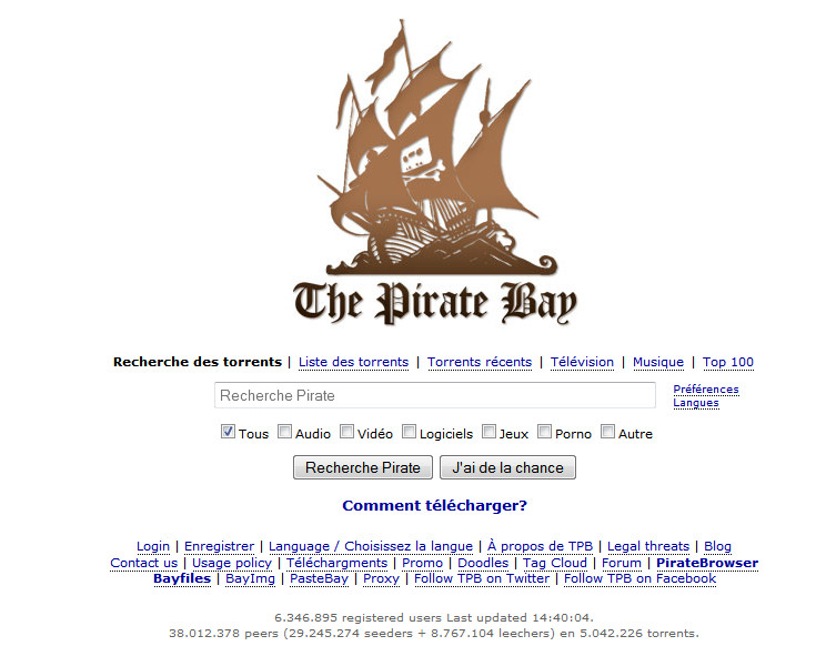Le navigateur PirateBrowser a été lancé par The Pirate Bay pour fêter ses dix ans d’existence. Le site continue d’exister malgré un harcèlement judiciaire et technique permanent. © The Pirate Bay