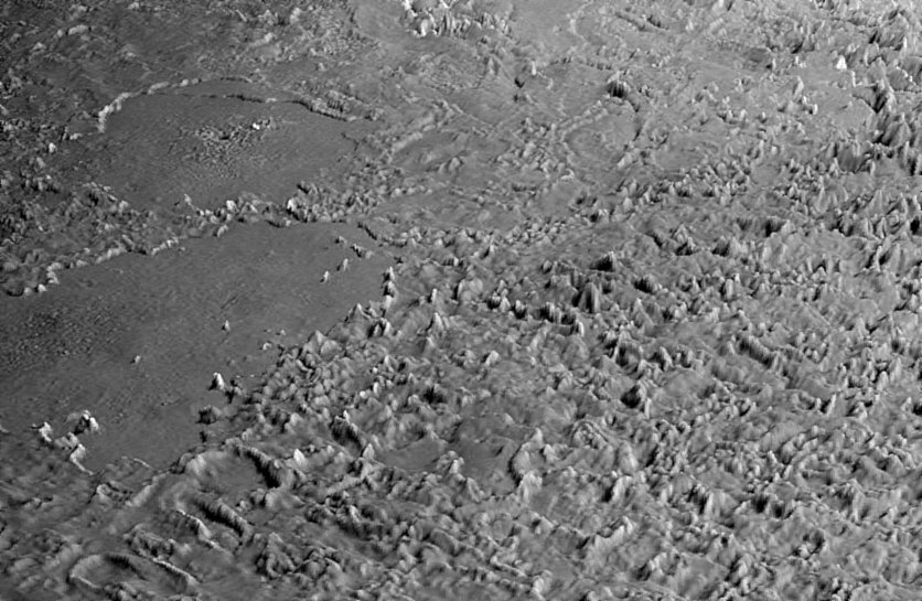 Une image du survol virtuel de Triton par Voyager. Crédit : Nasa/JPL/Universities Space Research Association/Lunar & Planetary Institute