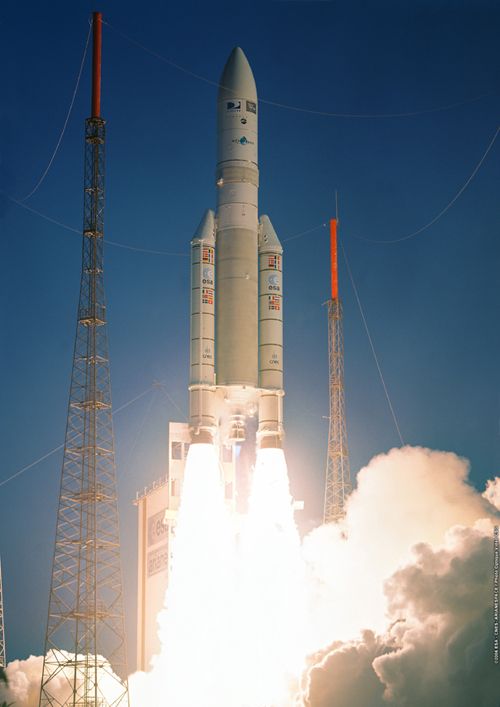 Lancement d'Ariane 5 ECA depuis Kourou. Crédit Arianespace.