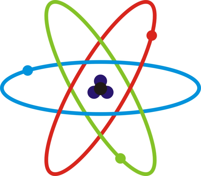 Un atome se compose en son centre d’un noyau de protons chargés positivement et de neutrons, tandis qu'autour tournent des électrons, chargés eux négativement. Ils pèsent 1.836 fois moins que les protons. © Helix84, Wikipédia, cc by sa 3.0