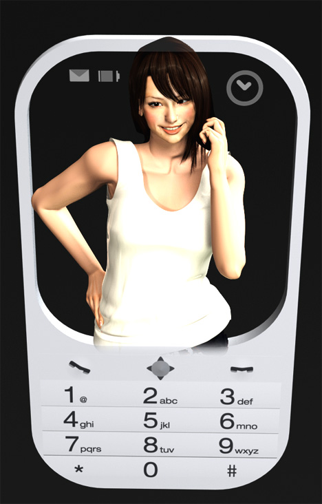 Concept d'un téléphone mobile basé sur un écran 3D holographique. © Mac Funamizu